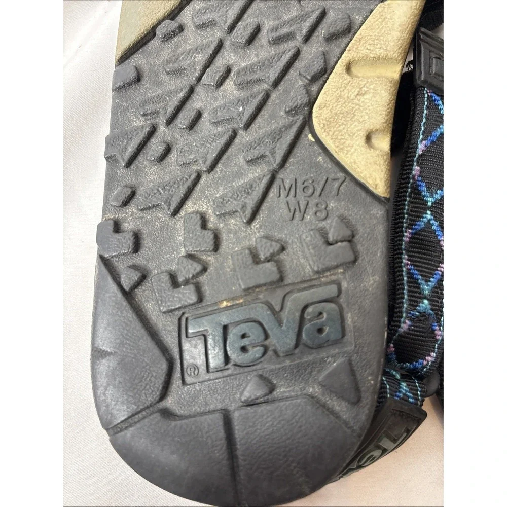 Teva Hurricane Classic‎ Sport Sandals Blue Black Geometric M 6/7 W 8 Gorpcore